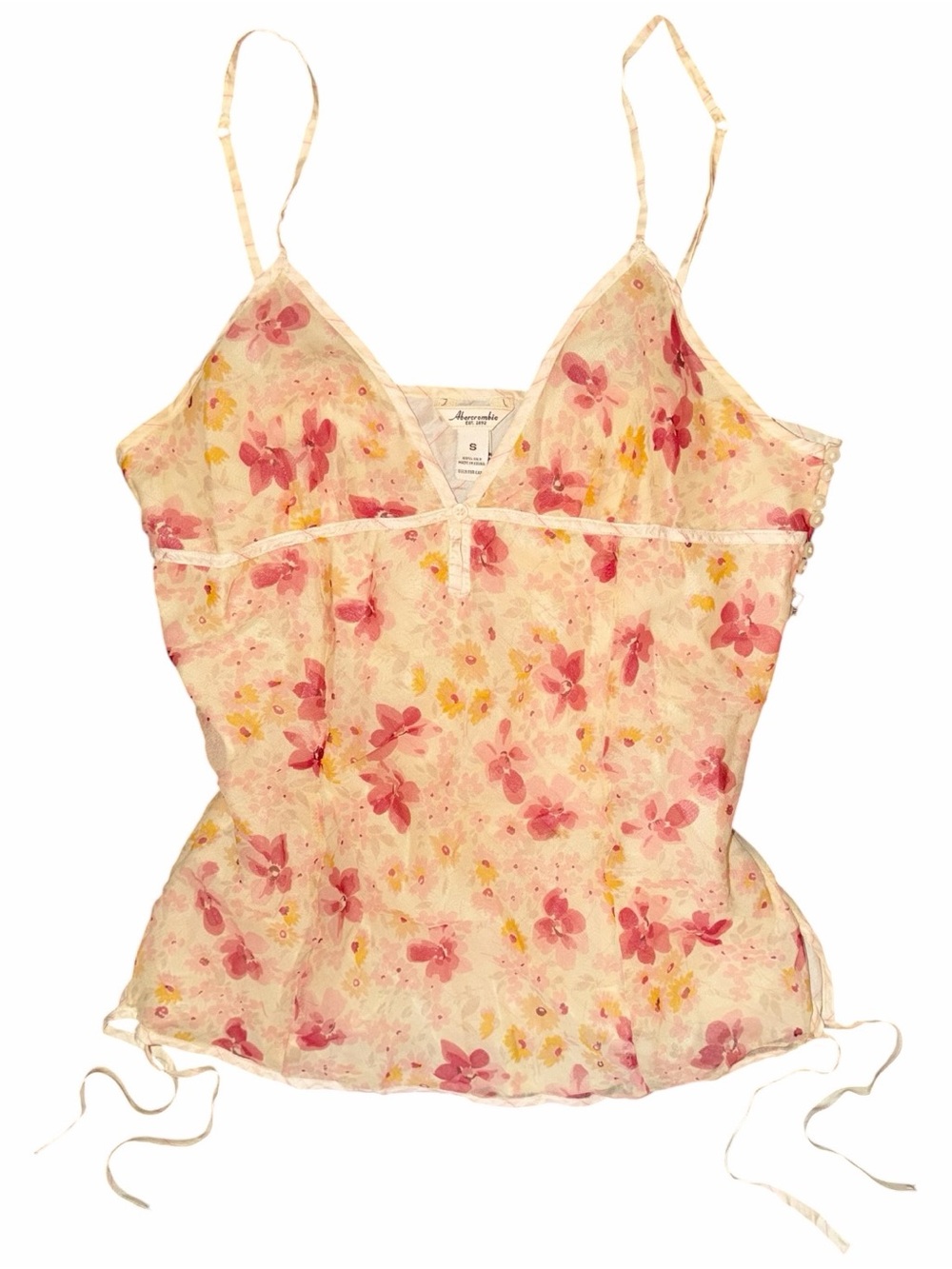 100% Silk Y2K Abercrombie Floral Side Tie Cami